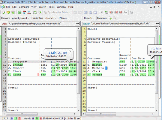 Compare Excel Spreadsheet in Compare Suite