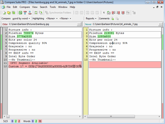 Use CS to compare info from picture files