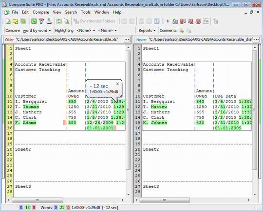 Compare excel columns with Compare Suite