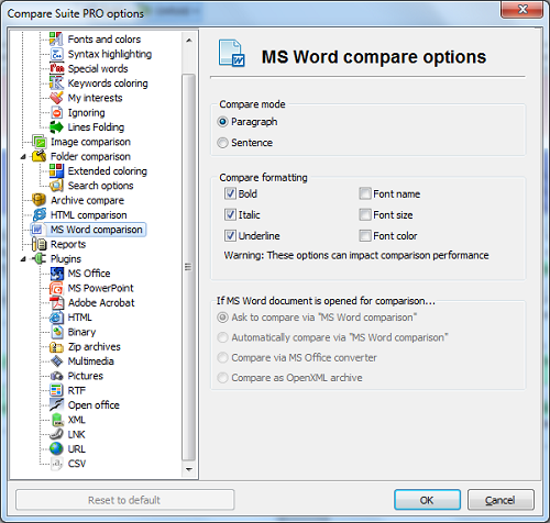 Compare popular file formats in Compare Suite