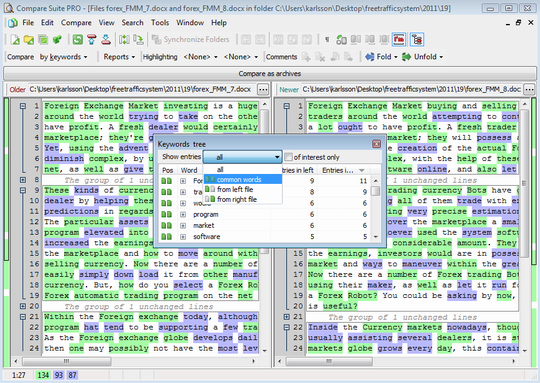 Compare versions of the same documents to review changes