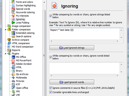 Ignore string when compare file