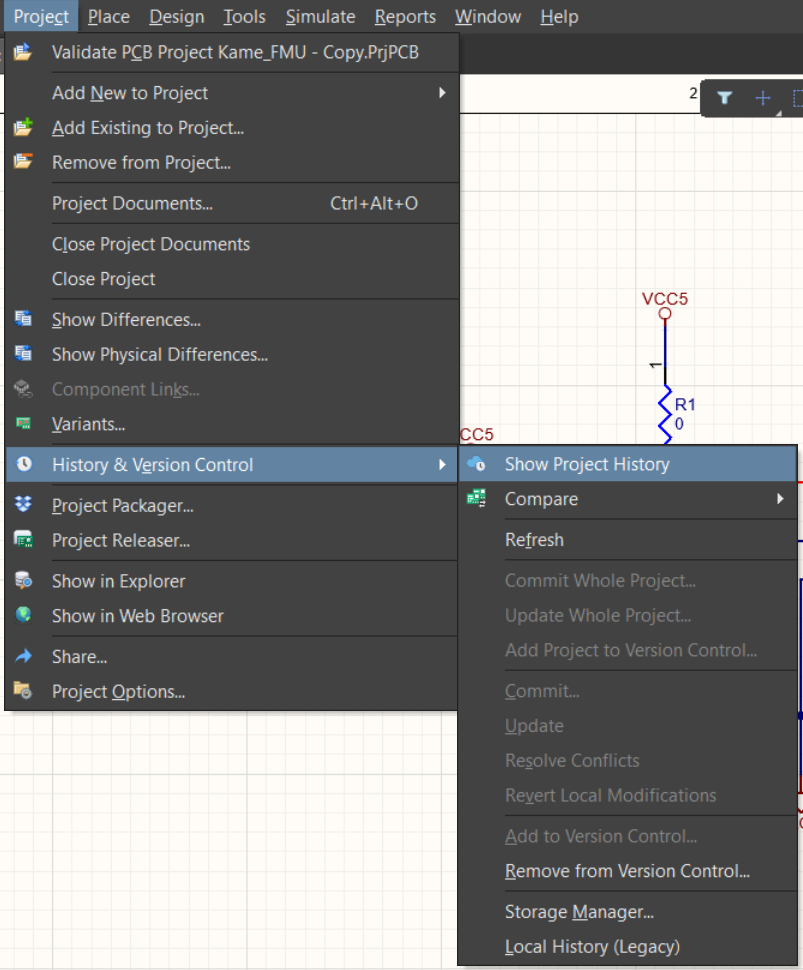 Fig. 3 - Project -> History & Version Control