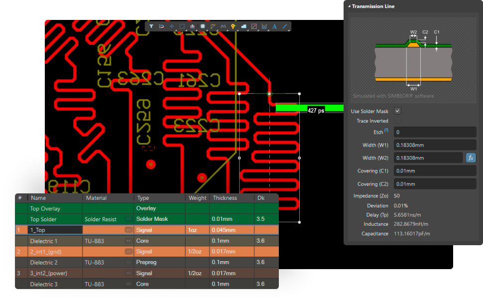 Connect Stack Data With Electrophysical Parameters for Routing Elements