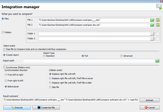 Use integration manager to create bat files