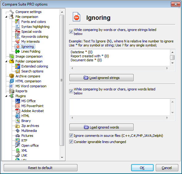 Line ignoring settings in Compare Suite