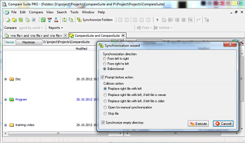 Synchronize two folders with Compare Suite